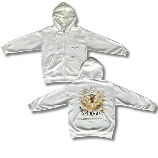 SUDADERA CON ZIP 'EL ALFA Y EL OMEGA' (UNISEX)