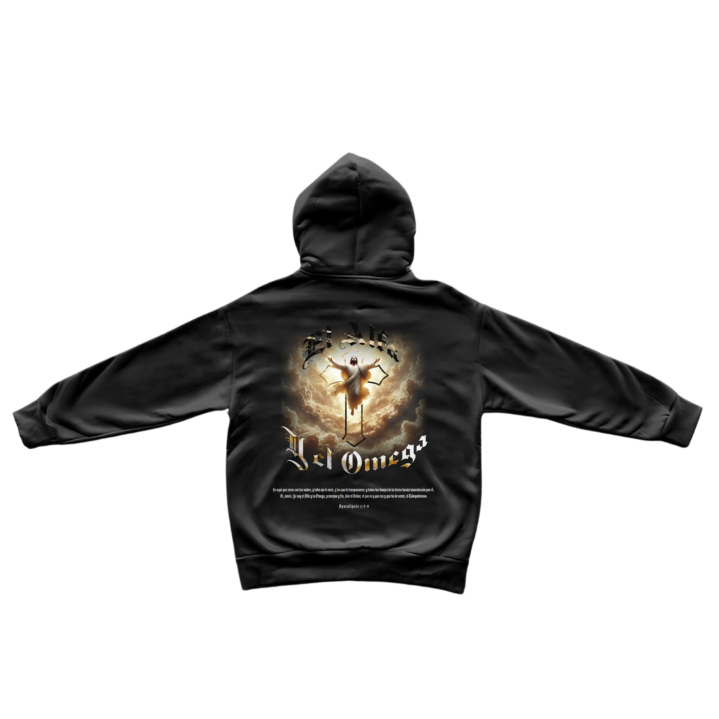 SUDADERA CON ZIP 'EL ALFA Y EL OMEGA' (UNISEX)